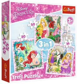 TREFL - Puzzle 3in1 Rapunzel, Aurora ?i Ariel Disney Princess