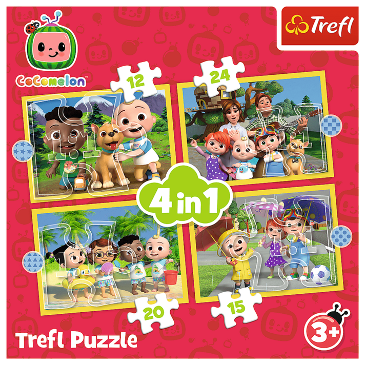 TREFL -  Puzzle 4v1 - Cocomelon, faceți cunoștință cu eroii / Cocomelon