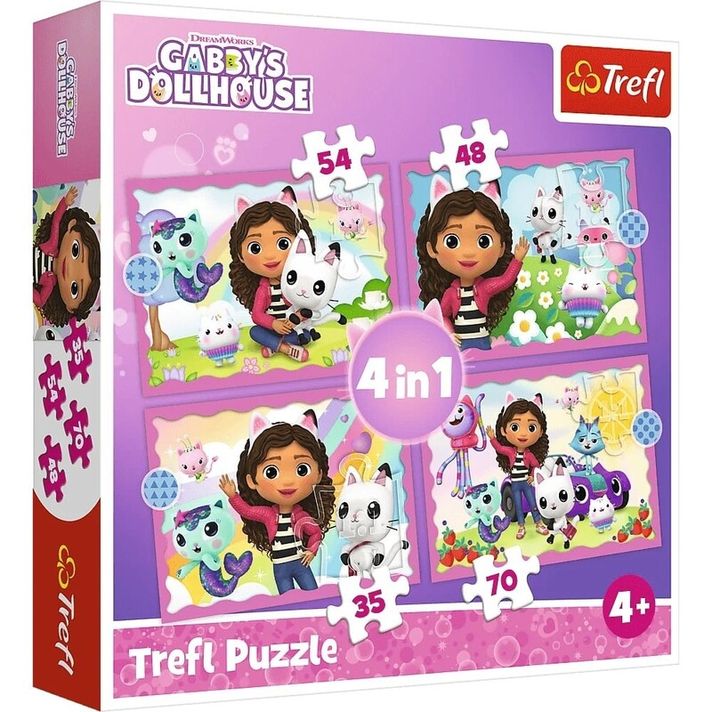 TREFL - Puzzle 4 în 1 - Aventurile lui Gabby / Casa de păpuși a lui Gabby universal