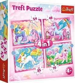 TREFL - Puzzle 4 în 1 - Unicorni ?i magie