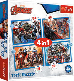TREFL - Puzzle 4in1 - Brave Avengers / Disney Marvel The Avengers