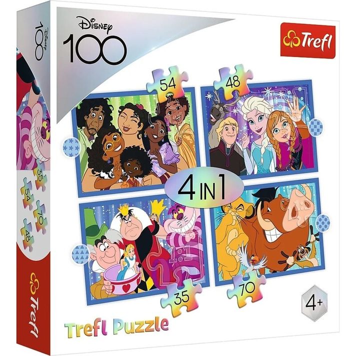 TREFL - Puzzle 4 în 1 - Happy Disney World / Disney 100
