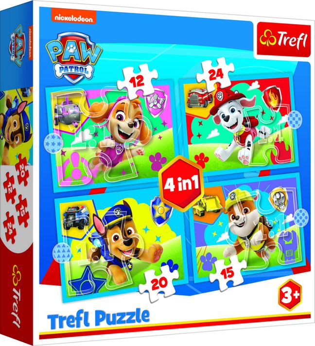 TREFL - Puzzle 4 în 1 - Căței care aleargă / Viacom PAW Patrol