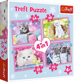 TREFL - Puzzle 4 în 1 - Pisici amuzante