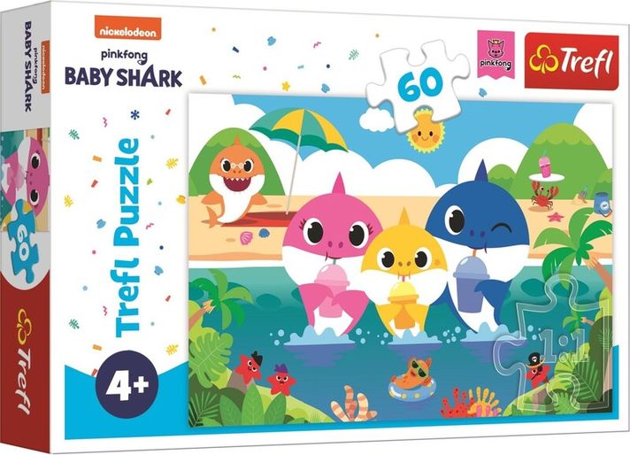 TREFL - Hit Puzzle Baby Shark cu familia în vacanță 60 de piese
