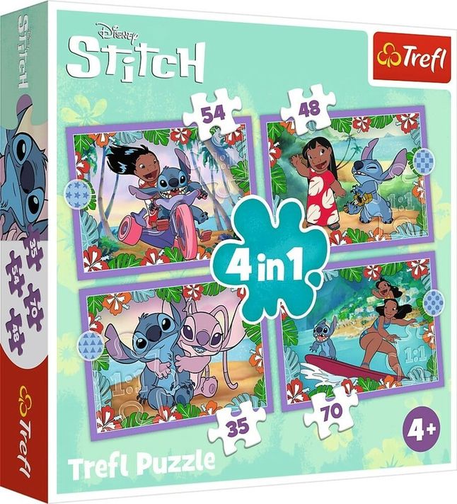 TREFL - Puzzle Lilo&Stitch: Ziua nebună 4 în 1 (35,48,54,70 piese)