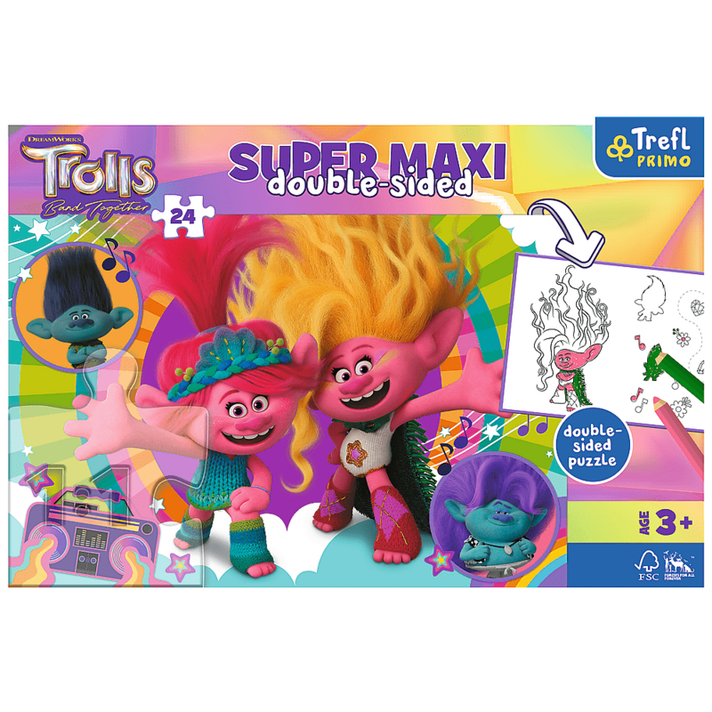 TREFL -  Puzzle Super Maxi 24 - Happy Trolls Day / Universal Trolls 3 (2023) FSC Mix 70%