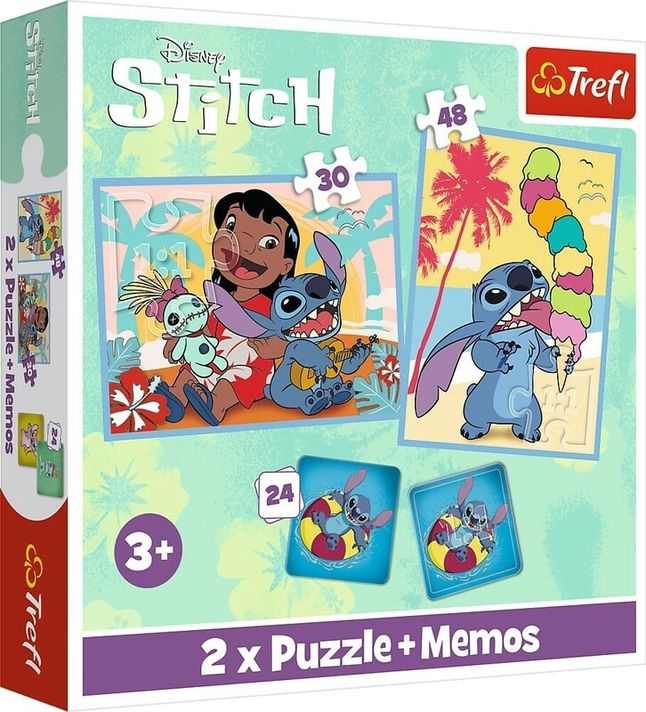 TREFL - Set 3 în 1 Lilo&Stitch: Happy Day (2x puzzle + pexeso)