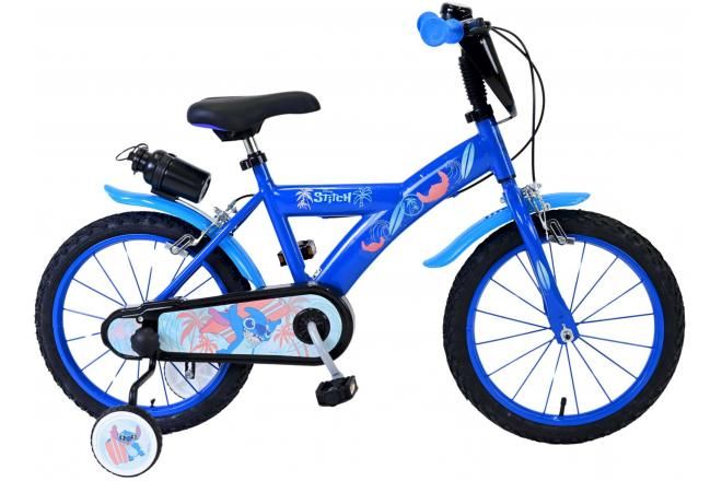 VOLARE - Bicicleta pentru copii Disney Stitch - baieti - 16 inch - albastru - doua frane de mana