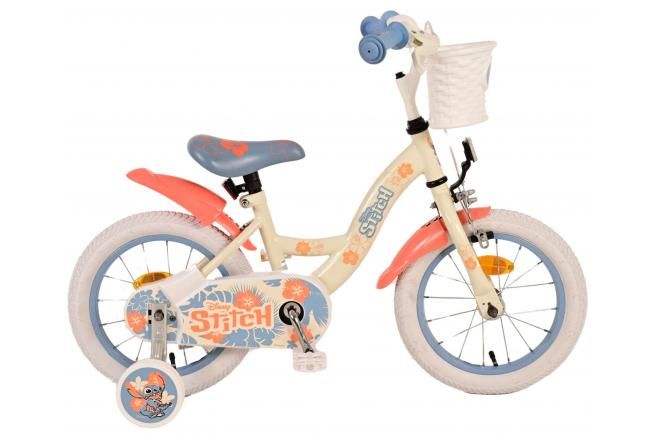 VOLARE - Bicicleta pentru copii Disney Stitch - Fete - 14 inci - Cream Coral Blue