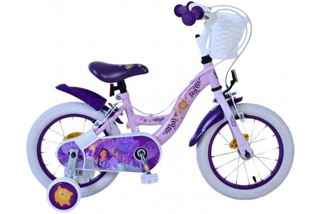 VOLARE - Bicicleta pentru copii Disney Wish - Fete - 14 inch - Mov - Doua frane de mana