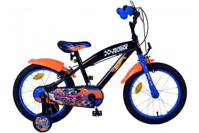 VOLARE - Bicicleta pentru copii Hot Wheels - baiat - 16 inch - negru portocaliu albastru - doua frane de mana