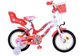 VOLARE - Bicicleta pentru copii Lovely - fete - 14 inci - roșu alb