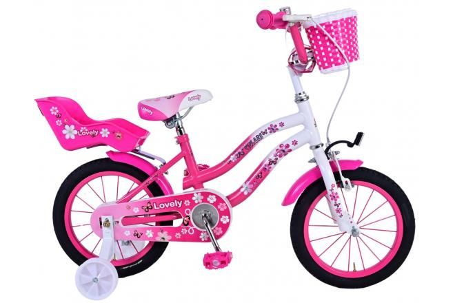 VOLARE - Bicicletă pentru copii Lovely - Fete - 14 inci - roz alb