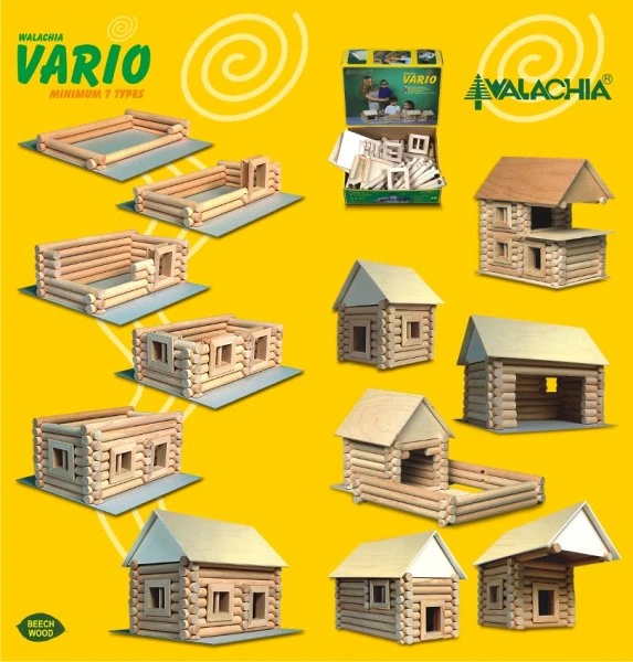 WALACHIA - Set de construcții din lemn VARIO 72 piese