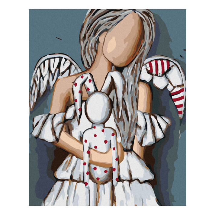 ZUTY - Pictura cu diamant (cu ramă) - Un înger cu un animal de pluș