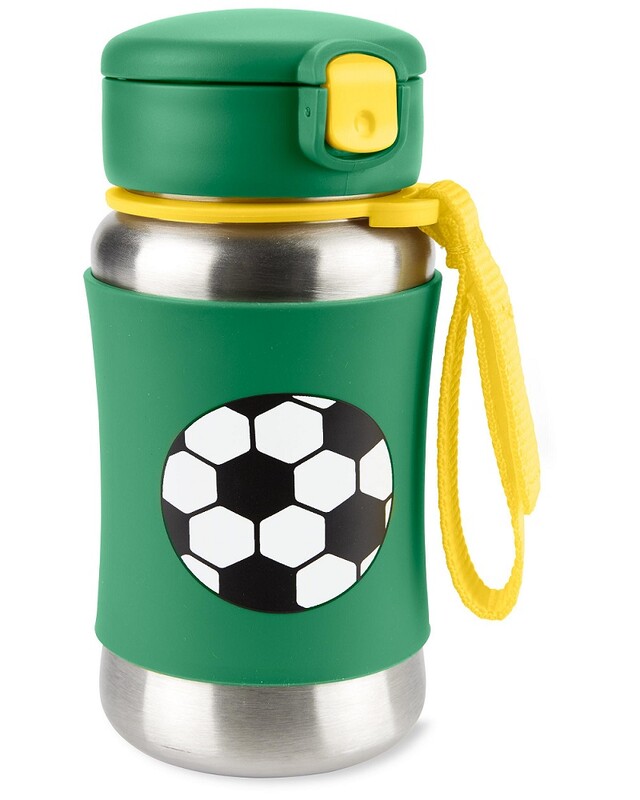 SKIP HOP - SKIP HOP Spark Style Sticlă de apă cu pai, din oțel inoxidabil Fotbal 12 luni+