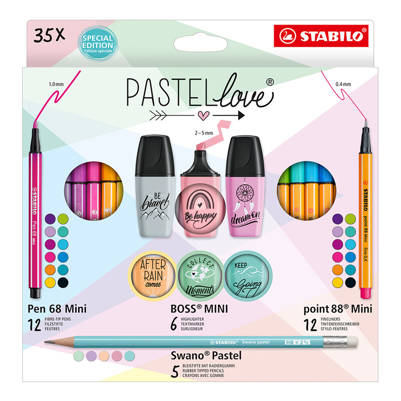 STABILO - Set STABILO - creioane colorate, liners, markere, markere, highlighter, creioane grafit, 35 buc.