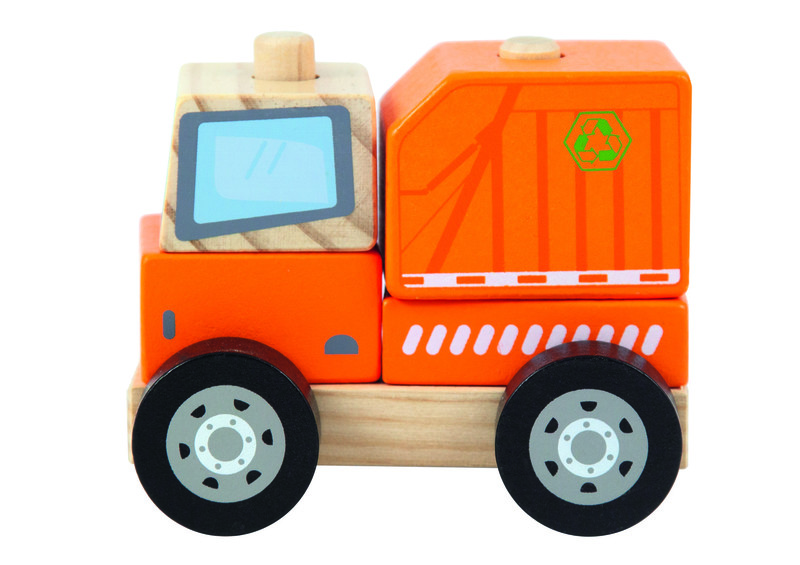 TREFL - Loveste un camion de gunoi de jucărie din lemn